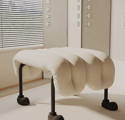 Plush White Side Table With Black Legs In Modern Interior Design Style 3d model