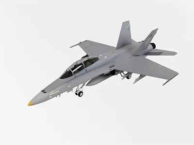 Gray Fighter Jet With Cockpit Landing Gear Wings And Missile Attachments 3d model