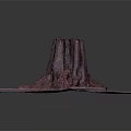 Wooden Stump Decor With Square Stone Paved Base Surrounded By Sand And Textured Surface