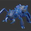 3D Model Spider With Blue Purple Gradient Body And Crystal Like Back Structures