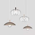 Modern White And Beige Cloud Shaped Pendant Lights With Golden Rods On Light Background