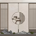 New Chinese style screen partition lattice 3d model