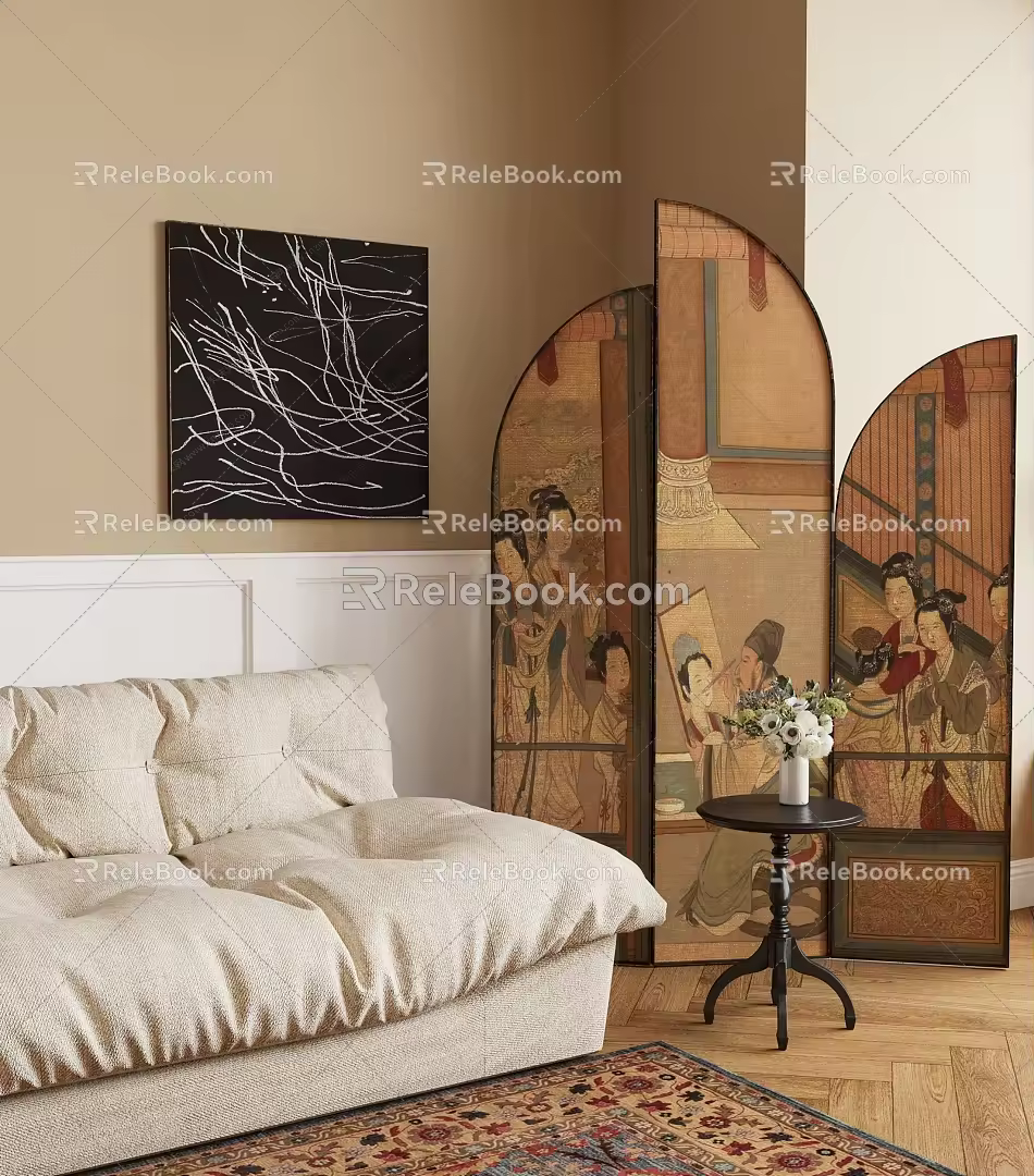 New Chinese Screen Middle Ancient Screen Partition 3d model