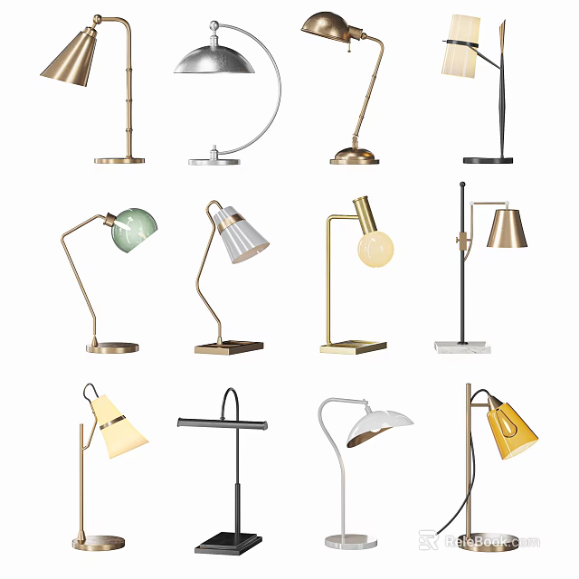 Various Modern Table Lamps With Creative Shapes And Different Color Designs 3d model