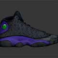 Grey Sneakers With Purple Soles Green Logo And Textured Upper Design