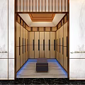 Modern Walk in Closet Interior With Mirrored Surfaces Wooden Cabinets And Glass Door Wardrobes