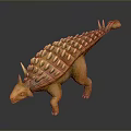 3D Animated Orange Armored Dinosaur Character Model With Spiked Back