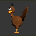 Cartoon Turkey Character With Brown Feathers Spread Tail Black Head And Yellow Feet