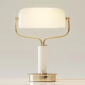 Modern Stylish Table Lamp With Gold Metal Frame White Lampshade And Cylindrical Base