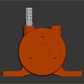 3D Rendered Orange Mechanical Component With Cylindrical Top And Base Holes