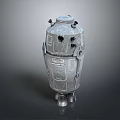 Silver Metallic Mechanical Device With Dome Top Multiple Panels And Support Legs 3d model