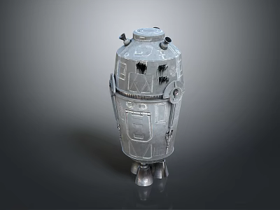 Silver Metallic Mechanical Device With Dome Top Multiple Panels And Support Legs 3d model