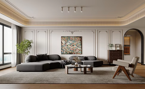 French Retro Living Room 3d model