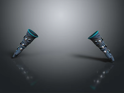 Two Dark Colored Lifestyle Accessories With Blue Edges And Metal Decorations On Smooth Black Surface 3d model