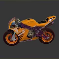 Orange Racing Motorcycle With Number 3 Sporty Design And Black Accent Details