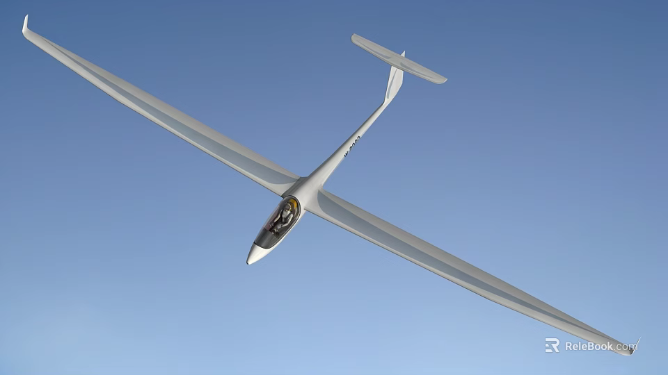 Smart Machine Glider Flying Gracefully Through Clear Open Blue Sky 3d model 