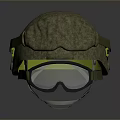 Stylish Green Patterned Hat With Clear Lens Goggles For Daily Life Accessories