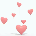 Pink Heart Shaped Inflatable Decorations In Various Sizes For Party Decor 3d model