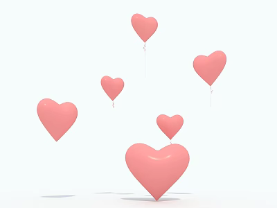 Modern heart-shaped balloon activities commonly used fashion network red clock conference exhibition tour mall atrium classic Taobao details quality 3d model