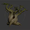 Natural Style Hollow Tree Stump Scene Component With Twisted Branches And Textured Bark