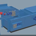 Industrial Conveyor Processing Equipment With Blue Frame Electric Motors And Mechanical Components 3d model