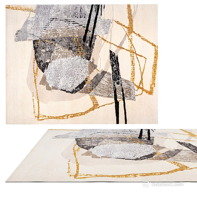 Square Area Rug With Abstract Art Design And Colorful Patterns 3d model