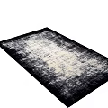 Modern Square Rug With Abstract Black And White Distressed Texture Design