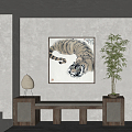 New Chinese Animal Painting Traditional Chinese Painting Tiger Art Hanging Painting Beast Table Lamp Green Plant Ornaments 3d model