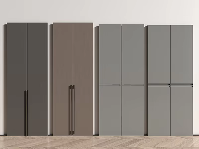 Modern Wardrobe Designs In Various Colors With Wooden Floor Background 3d model