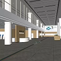 Hospital Outpatient Hall With Spacious Interior Reception Desk And Self Service Kiosks