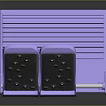 Modern Purple Storage Cabinet Rack With Double Gray Panels And Water Drop Decorations