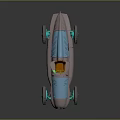 Vintage Blue And Copper Race Car With Open Cockpit Yellow Steering Wheel And Large Wheels