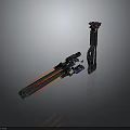 Futuristic Sci-Fi Weapon With Detailed Mechanical Structure And Red Accent Lines