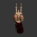 Character S Biological Mechanical Claw Glove With Red Copper Golden Accents And Black Stripes