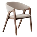 Modern Wooden Chair With Beige Cushion Comfortable Frame And Curved Armrest Design