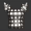 Fashionable Black And White Checkered Top With Ruffled Sleeves And Square Neck Design