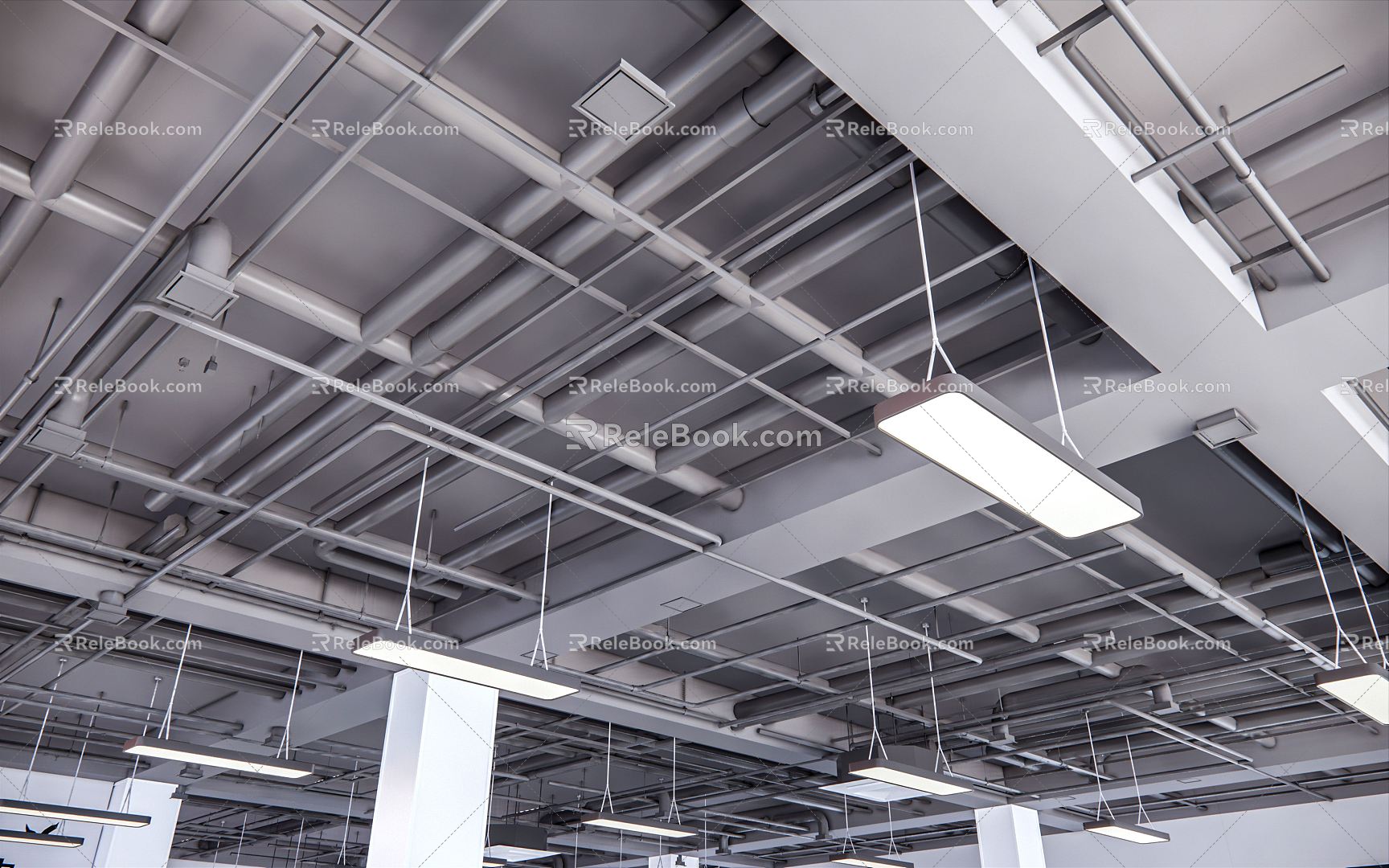 Industrial LOFT suspended ceiling pipe pipe ceiling 3d model