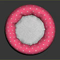 Round Pink Pet Bed With White Polka Dots And Soft Comfortable Center 3d model