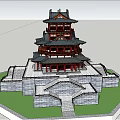 Chinese Style Tower Building Sketch Clock Tower Building Sketch Clock Tower 3d model