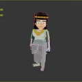 Pixel Art Character Figure as Daily Life Decoration with White Robe and Yellow Headband