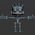 Blue Mechanical Robot Character Design With Square Head Gear Top And Limbs 3d model