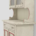 Vintage White Sideboard With Glass Cabinet Doors And Floral Decorative Patterns