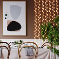 Nordic Dining Table and Chair Combination Simple 3d model