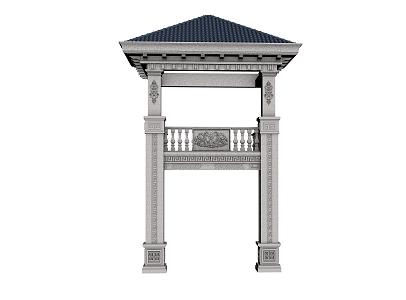 Column door Chinese style column door Chinese style carved pattern column 3d model