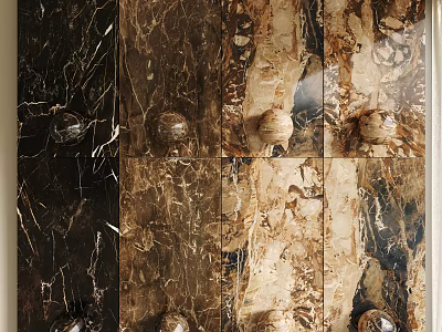Natural Stone and Wood Interior Design With Textured Wall Patterns and Elegant Texture 3d model