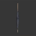 Dark Foldable Umbrella With Sleek Design And Long Handle For Daily Use 3d model