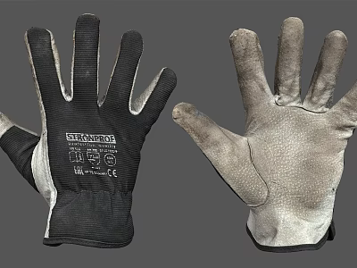 Pair Of Durable Protective Work Gloves With Textured Palm And CE Marking 3d model