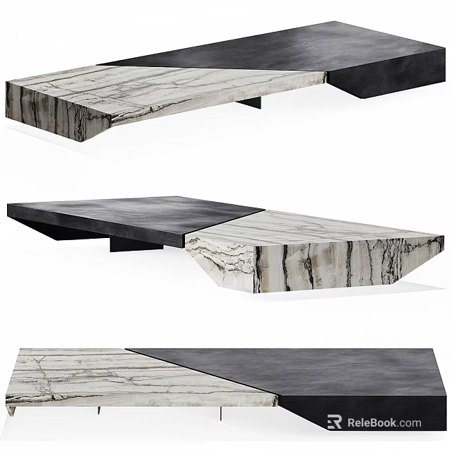 Modern Coffee Table with Marble and Metal Unique Geometric Shape and Sleek Surface 3d model 