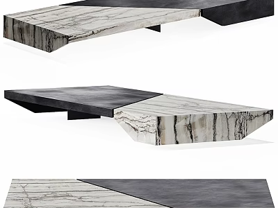 Modern Coffee Table with Marble and Metal Unique Geometric Shape and Sleek Surface 3d model