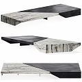 Modern Coffee Table with Marble and Metal Unique Geometric Shape and Sleek Surface